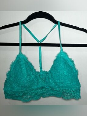 aerie Teal Lace Bralette with T-Back Detail